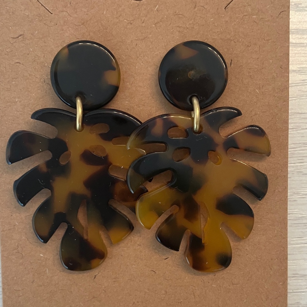 J. Crew Factory Tortoise Leaf Earrings